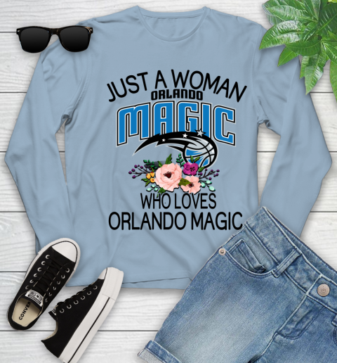 NBA Just A Woman Who Loves Orlando Magic Basketball Sports Youth Long Sleeve 6