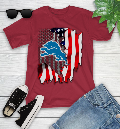 Detroit Lions NFL Football American Flag Youth T-Shirt 14