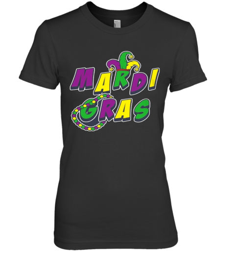 Mardi Gras Clown Hat And Beads Premium Women's T-Shirt