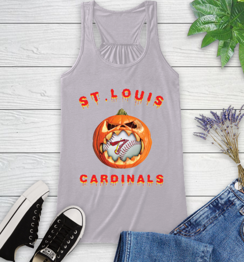 MLB St.Louis Cardinals Halloween Pumpkin Baseball Sports Racerback Tank 5