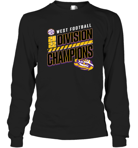 LSU Tigers SEC West Football 2022 Division Champions Slanted Knockout Long Sleeve T-Shirt