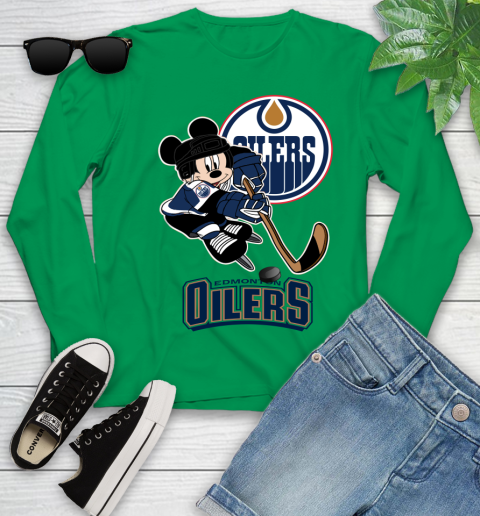 NHL Edmonton Oilers Mickey Mouse Disney Hockey T Shirt Youth Long Sleeve 6