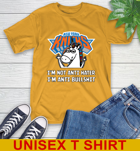 New York Knicks NBA Basketball Unicorn I'm Not Anti Hater I'm Anti Bullshit T-Shirt 3