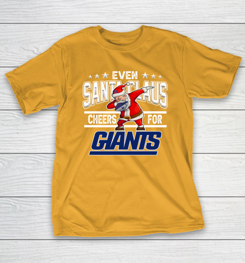 New York Giants Even Santa Claus Cheers For Christmas NFL T-Shirt 2