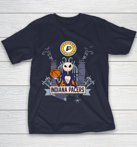 NBA Indiana Pacers Basketball Jack Skellington Halloween Youth T-Shirt 2