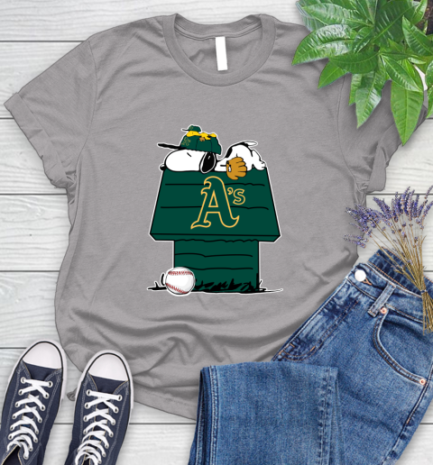 MLB Oakland Athletics Snoopy Woodstock The Peanuts Movie Baseball T Shirt Women's T-Shirt 5