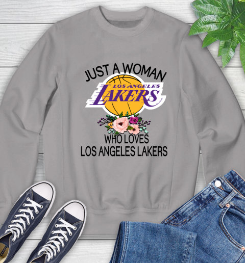 NBA Just A Woman Who Loves Los Angeles Lakers Basketball Sports Sweatshirt 4 NBA Just A Woman Who Loves Los Angeles Lakers Basketball Sports Sweatshirt - Image 4