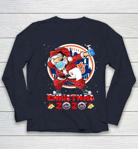 New York Mets Funny Santa Claus Dabbing Christmas 2020 MLB Youth Long Sleeve 2