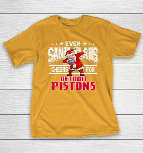 Detroit Pistons Even Santa Claus Cheers For Christmas NBA T-Shirt 2