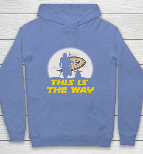 Anaheim Ducks NHL Ice Hockey Star Wars Yoda And Mandalorian This Is The Way Youth Hoodie 8