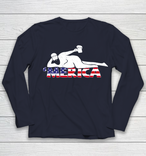 Beer Lover Funny Shirt Mens 4th Of July Merica Fat Party Funny Drinking Adult Joke Youth Long Sleeve