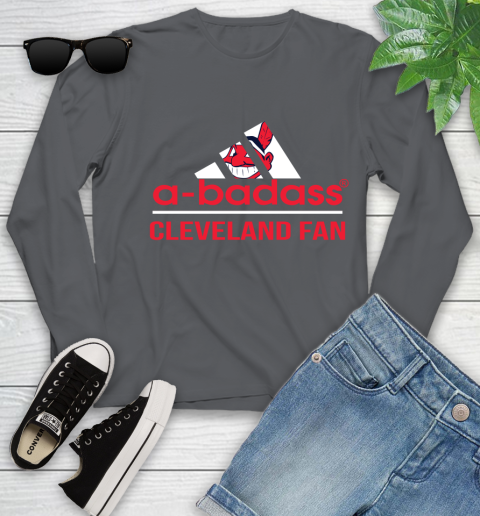 MLB A Badass Cleveland Indians Fan Adidas Baseball Sports Youth Long Sleeve 9