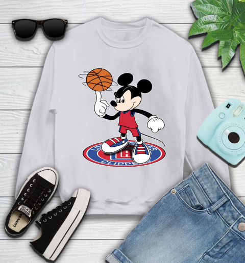 NBA Basketball LA Clippers Cheerful Mickey Disney Shirt Youth Sweatshirt 4