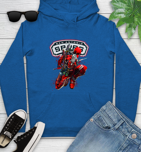 NBA Deadpool Marvel Comics Sports Basketball San Antonio Spurs Youth Hoodie 9