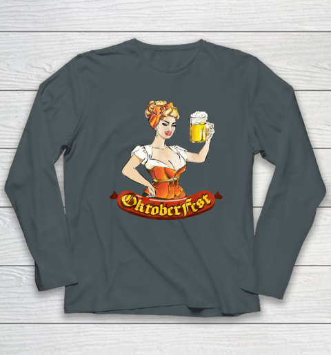 Barmaid Oktoberfest Dirndl Bratwurst German Woman Costume T Shirt Long Sleeve T-Shirt 3