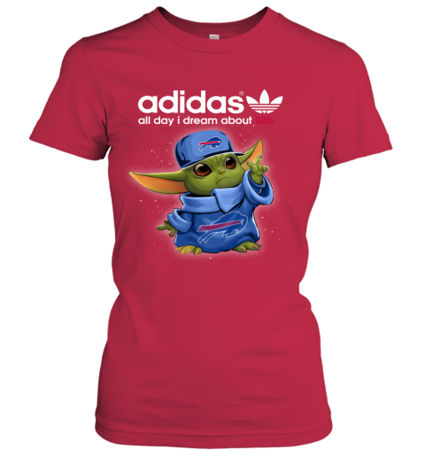Baby Yoda Adidas All Day I Dream About  Bills v2v3 baby yoda adidas all day i dream aboutbills ladies t shirt 20 front red