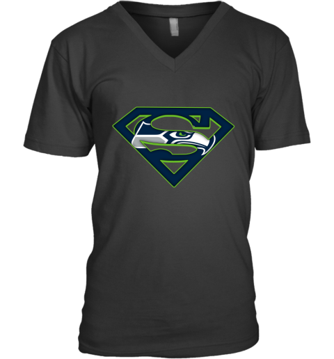 We Are Undefeatable The Seattle Seahawks x Superman NFL V-Neck T-Shirt