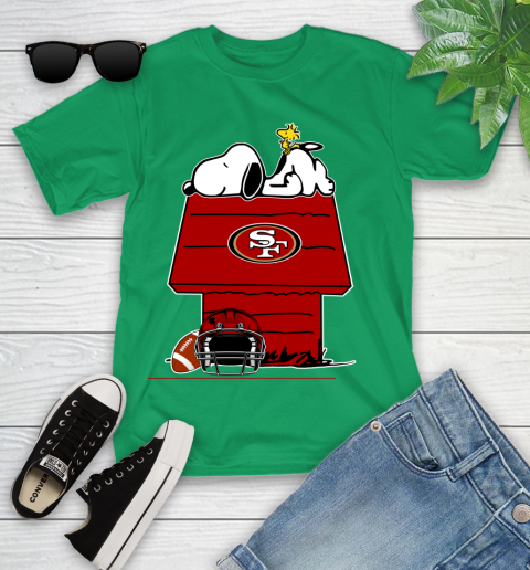 San Francisco 49ers NFL Football Snoopy Woodstock The Peanuts Movie Youth T-Shirt 6