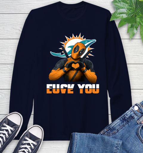NHL Miami Dolphins Deadpool Love You Fuck You Football Sports Long Sleeve T-Shirt 3