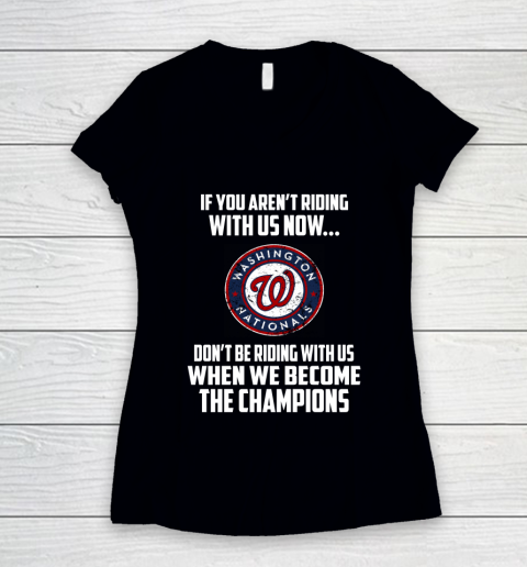 MLB Washington Nationals Baseball We Become The Champions Women's V-Neck T-Shirt