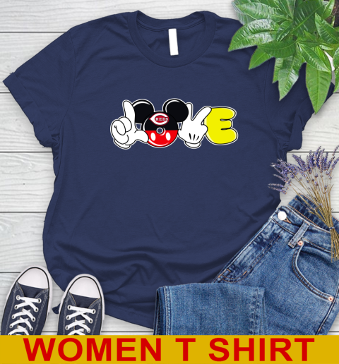Cincinnati Reds MLB Baseball Love Mickey Disney Sports Women's T-Shirt 12