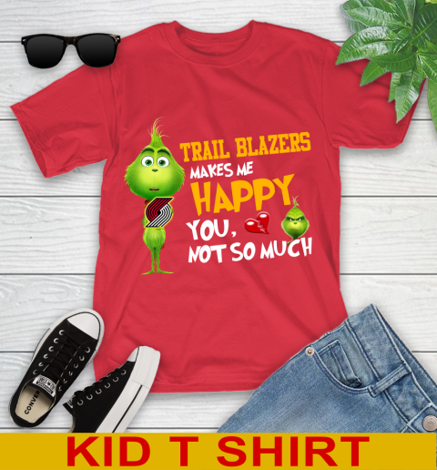 NBA Portland Trail Blazers Makes Me Happy You Not So Much Grinch Basketball Sports Youth T-Shirt 11