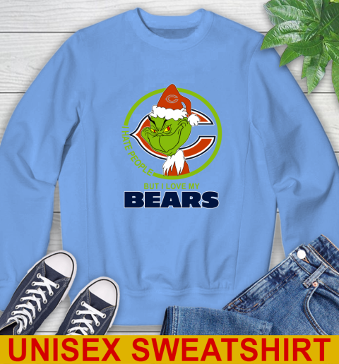 Chicago Bears NFL Christmas Grinch I Hate People But I Love My Favorite Football Team Sweatshirt 11
