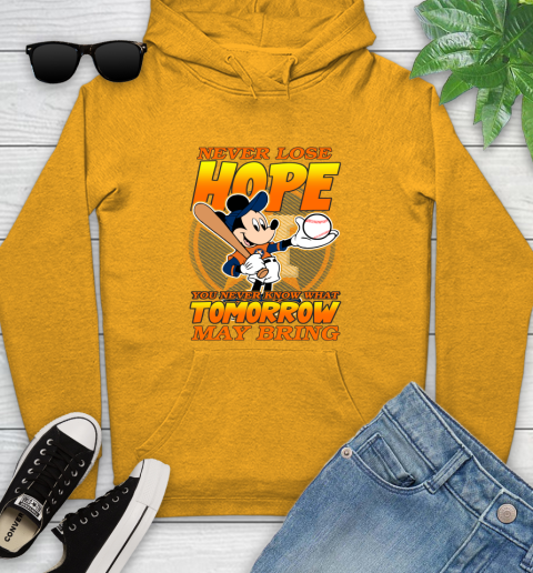 Houston Astros MLB Baseball Mickey Disney Never Lose Hope Youth Hoodie 2