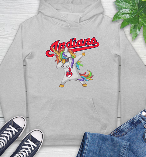 Cleveland Indians MLB Baseball Funny Unicorn Dabbing Sports Hoodie 6