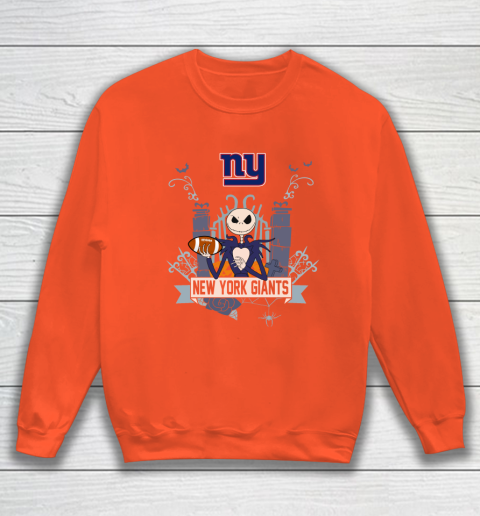 NFL New York Giants Football Jack Skellington Halloween Sweatshirt 3