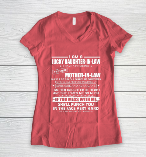 Lucky Daughter In Law Have A Freaking Awesome Mother In Law Women's V-Neck T-Shirt 4
