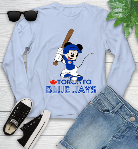 MLB Baseball Toronto Blue Jays Cheerful Mickey Mouse Shirt Youth Long Sleeve 9