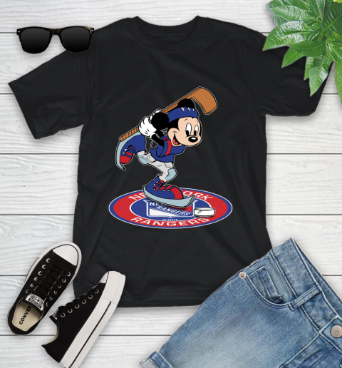 NHL Hockey New York Rangers Cheerful Mickey Disney Shirt Youth T-Shirt