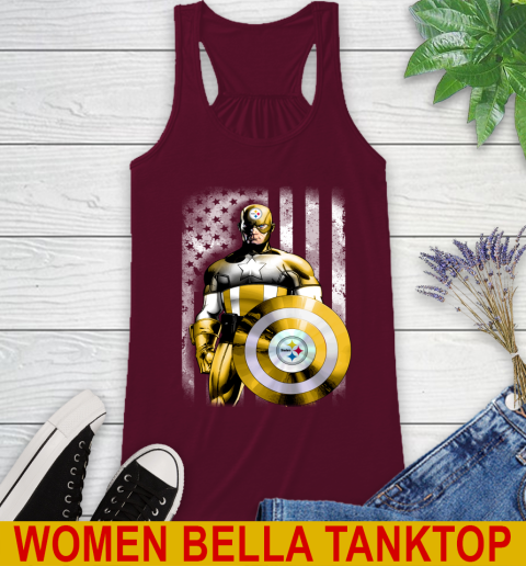 Pittsburgh Steelers NFL Football Captain America Marvel Avengers American Flag Shirt Racerback Tank 2