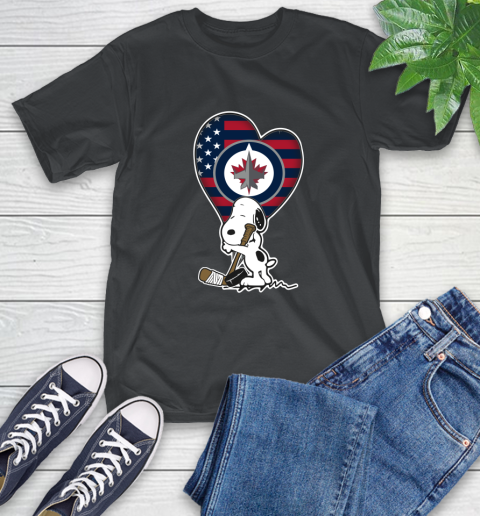 Winnipeg Jets NHL Hockey The Peanuts Movie Adorable Snoopy T-Shirt 2
