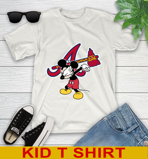 Atlanta Braves MLB Baseball Dabbing Mickey Disney Sports Youth T-Shirt