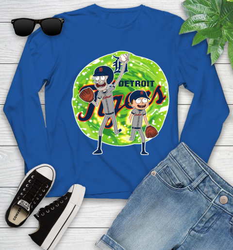 MLB Detroit Tigers Rick And Morty Baseball Sports Youth Long Sleeve 9