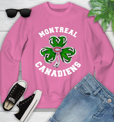 NHL Montreal Canadiens Three Leaf Clover St Patrick's Day Hockey Sports Youth Sweatshirt 6