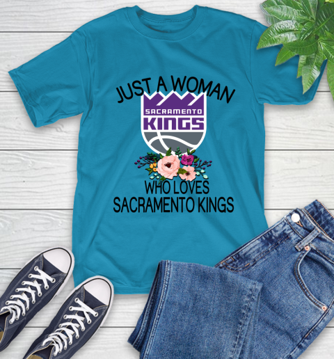 NBA Just A Woman Who Loves Sacramento Kings Basketball Sports T-Shirt 7