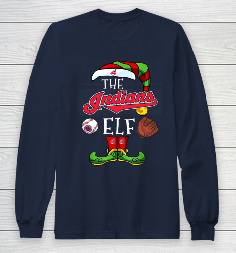 Cleveland Indians Christmas ELF Funny MLB Long Sleeve T Shirt Tee For Sports