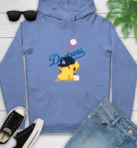 MLB Pikachu Baseball Sports Los Angeles Dodgers Youth Hoodie 12