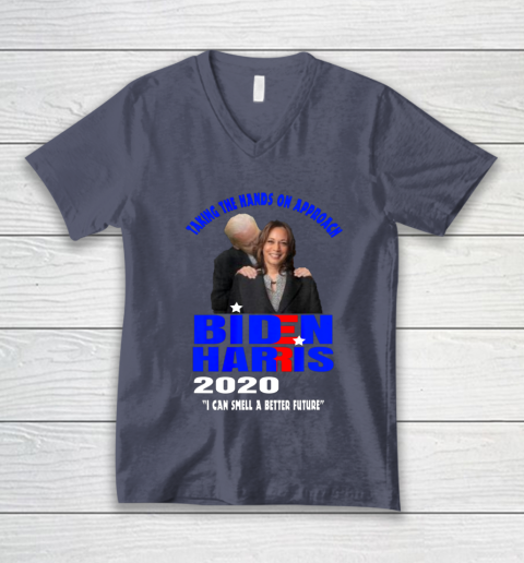 Anti Joe Biden Kamala Harris Hands On Can Smell The Future V-Neck T-Shirt 7