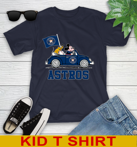 MLB Baseball Houston Astros Pluto Mickey Driving Disney Shirt Youth T-Shirt 3
