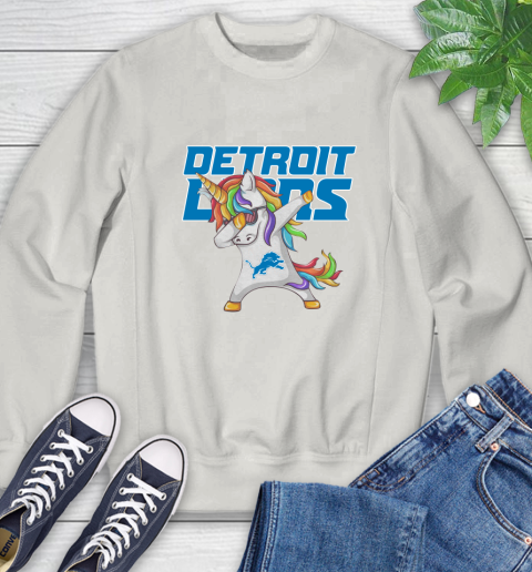Detroit Lions NFL Football Funny Unicorn Dabbing Sports Sweatshirt 12
