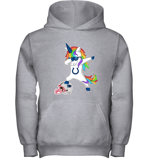 Football Dabbing Unicorn Steps On Helmet Indianapolis Colts Youth Hoodie
