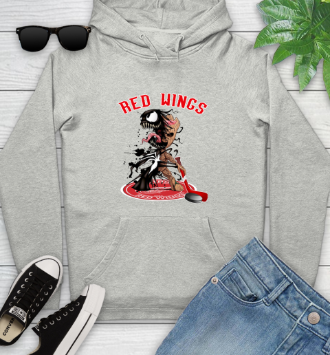 NHL Detroit Red Wings Hockey Venom Groot Guardians Of The Galaxy Youth Hoodie