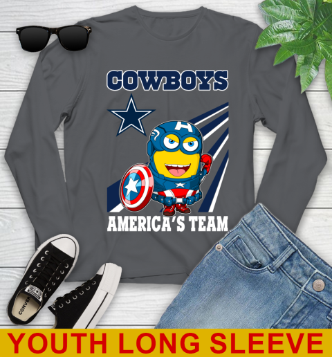 NFL Football Dallas Cowboys Captain America Marvel Avengers Minion Shirt Youth Long Sleeve 9