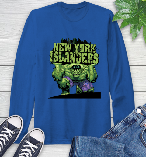New York Islanders NHL Hockey Incredible Hulk Marvel Avengers Sports Long Sleeve T-Shirt 9