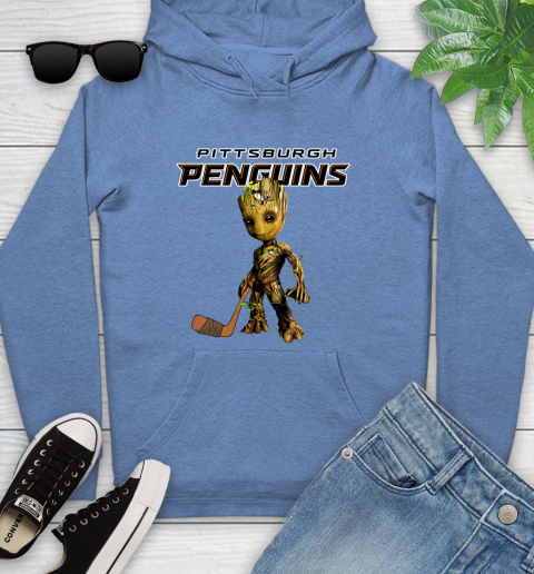 Pittsburgh Penguins NHL Hockey Groot Marvel Guardians Of The Galaxy Youth Hoodie 12
