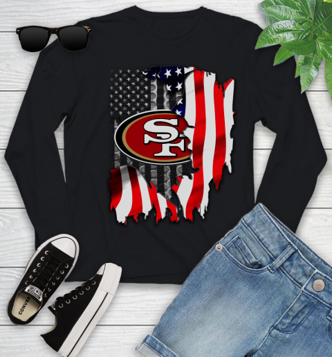 San Francisco 49ers NFL Football American Flag Youth Long Sleeve
